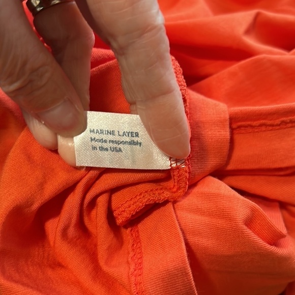 Marine Layer Men's Short Sleeve Pullover T-Shirt Orange Supima Cotton Size M NEW - Picture 5 of 7